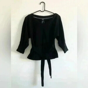 Anthropologie Dolman Sleeve, wide V-neck, ribbed, fabric belt tie waist